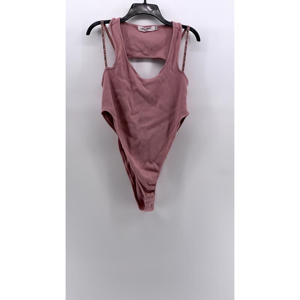 SANTE GRACE Women's Pink Ribbed Cutout Bodysuit SZ 1X